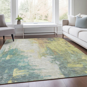 HomeRoots 5' Pale Aqua and Ivory Abstract Area Rug – Stylish, Washable Design for Indoor and Outdoor Spaces 8' X 10' 627914