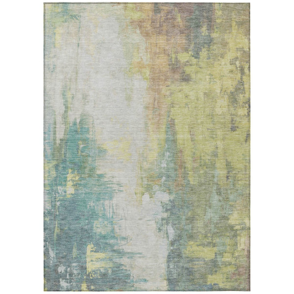 HomeRoots 5' Pale Aqua and Ivory Abstract Area Rug – Stylish, Washable Design for Indoor and Outdoor Spaces 10' X 14' 627916