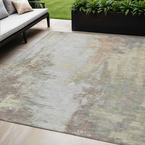 HomeRoots 5' Tan and Brown Abstract Area Rug - Durable, Machine Washable Indoor/Outdoor Accent for Any Space 5' X 8' 627918