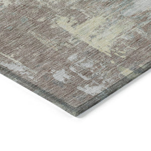 HomeRoots 5' Tan and Brown Abstract Area Rug - Durable, Machine Washable Indoor/Outdoor Accent for Any Space 8' Round 627919