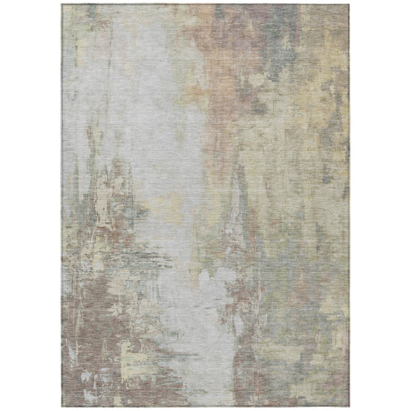 HomeRoots 5' Tan and Brown Abstract Area Rug - Durable, Machine Washable Indoor/Outdoor Accent for Any Space 9' X 12' 627921