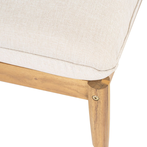 English Elm Terassi Solid Acacia Outdoor Ottoman with Padded Beige Cushion for Patio Seating N775P372830T