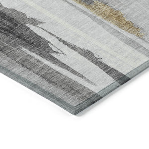 HomeRoots 5' Black and Gold Abstract Area Rug - Stylish, Washable, Indoor/Outdoor Rug for High-Traffic Spaces 5' X 8' 627942