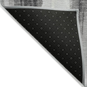 HomeRoots 5' Black and Gold Abstract Area Rug - Stylish, Washable, Indoor/Outdoor Rug for High-Traffic Spaces 8' Round 627943