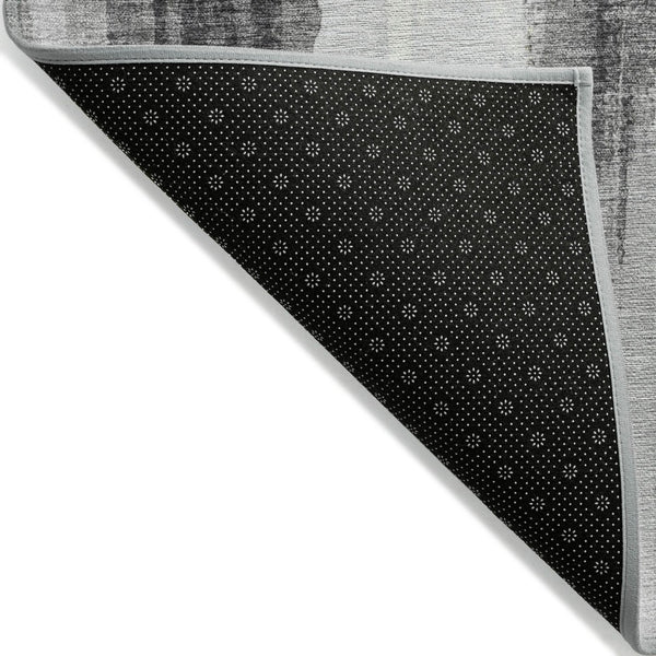 HomeRoots 5' Black and Gold Abstract Area Rug - Stylish, Washable, Indoor/Outdoor Rug for High-Traffic Spaces 8' Round 627943