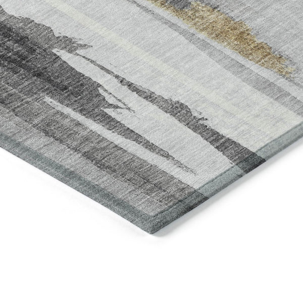 HomeRoots 5' Black and Gold Abstract Area Rug - Stylish, Washable, Indoor/Outdoor Rug for High-Traffic Spaces 8' X 10' 627944