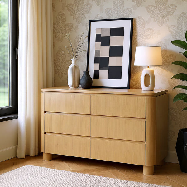 Butler Specialty Butler Genoa 60" 6-Drawer Light Brown Dresser — Kiln-Dried Wood, Soft-Close Glides, Transitional Style 6279492