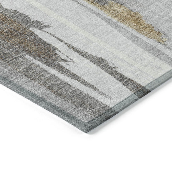 HomeRoots 5' Elegant Ivory and Gold Abstract Area Rug - Durable, Machine Washable for Indoor and Outdoor Use 8' X 10' 627950