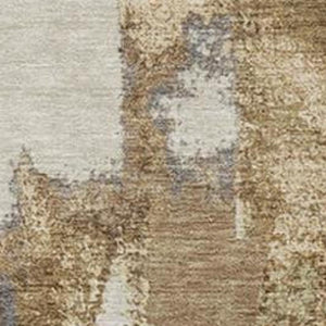 HomeRoots 5' Elegant Ivory and Gold Abstract Area Rug - Durable, Machine Washable for Indoor and Outdoor Use 9' X 12' 627951