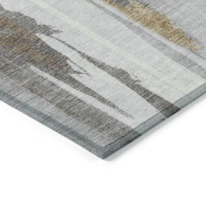 HomeRoots 5' Elegant Ivory and Gold Abstract Area Rug - Durable, Machine Washable for Indoor and Outdoor Use 9' X 12' 627951