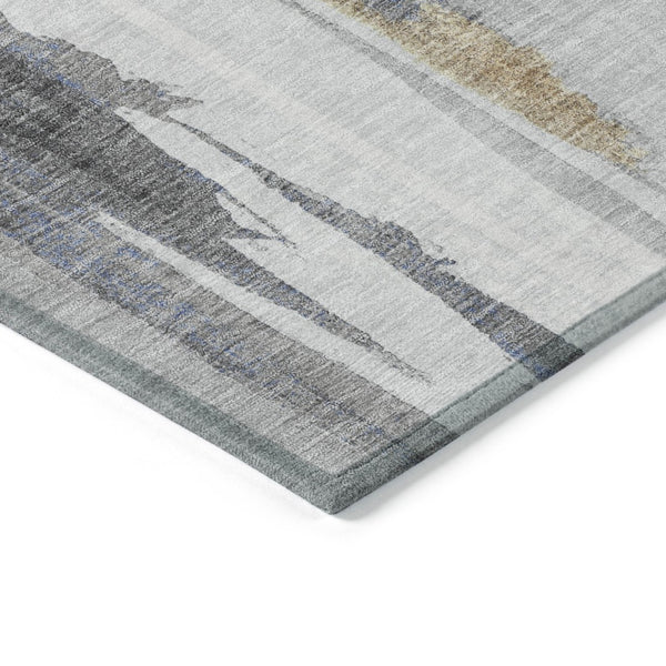 HomeRoots 5' Navy Blue and Gold Abstract Area Rug - Washable, Durable, Ideal for Indoor and Outdoor Use 5' X 8' 627954