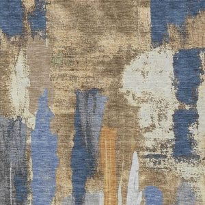 HomeRoots 5' Navy Blue and Gold Abstract Area Rug - Washable, Durable, Ideal for Indoor and Outdoor Use 8' X 10' 627956