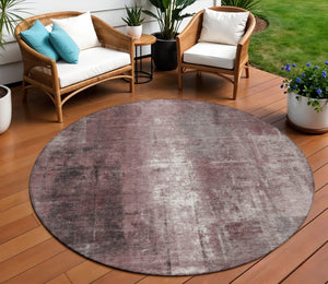 HomeRoots 5' Modern Blush and Ivory Abstract Indoor Outdoor Area Rug - Stylish, Durable, and Easy to Clean! 8' Round 627973