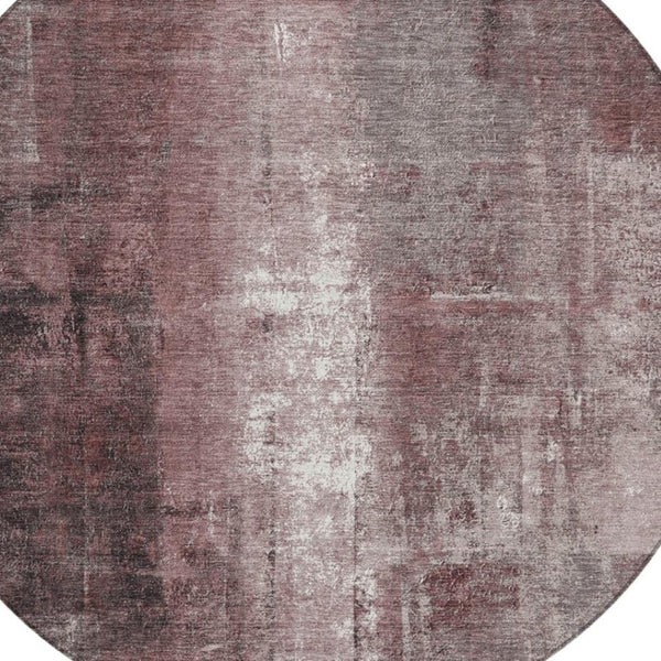 HomeRoots 5' Modern Blush and Ivory Abstract Indoor Outdoor Area Rug - Stylish, Durable, and Easy to Clean! 8' Round 627973