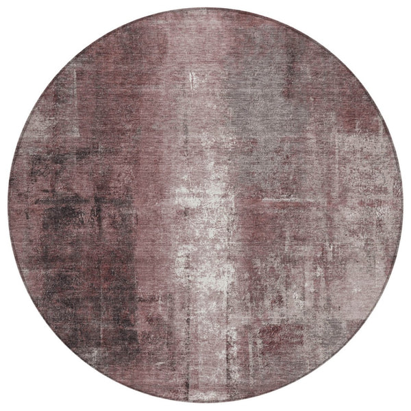 HomeRoots 5' Modern Blush and Ivory Abstract Indoor Outdoor Area Rug - Stylish, Durable, and Easy to Clean! 8' Round 627973