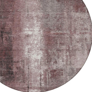 HomeRoots 5' Modern Blush and Ivory Abstract Indoor Outdoor Area Rug - Stylish, Durable, and Easy to Clean! 8' Round 627973