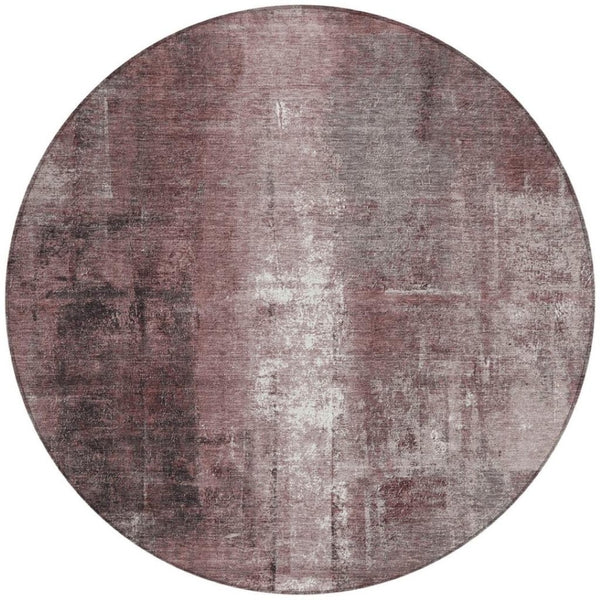 HomeRoots 5' Modern Blush and Ivory Abstract Indoor Outdoor Area Rug - Stylish, Durable, and Easy to Clean! 8' Round 627973