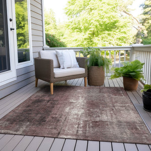 HomeRoots 5' Modern Blush and Ivory Abstract Indoor Outdoor Area Rug - Stylish, Durable, and Easy to Clean! 8' X 10' 627974