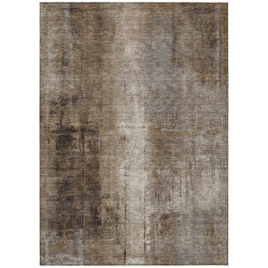 HomeRoots 5' Modern Abstract Brown and Ivory Washable Area Rug for Indoor and Outdoor Spaces, Easy Care 5' X 8' 627978