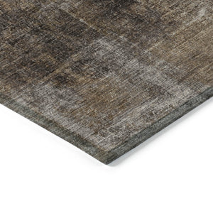 HomeRoots 5' Modern Abstract Brown and Ivory Washable Area Rug for Indoor and Outdoor Spaces, Easy Care 8' Round 627979