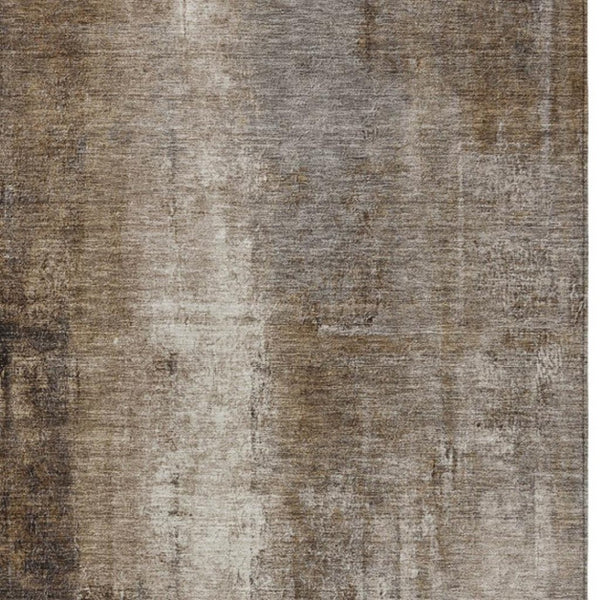HomeRoots 5' Modern Abstract Brown and Ivory Washable Area Rug for Indoor and Outdoor Spaces, Easy Care 8' X 10' 627980