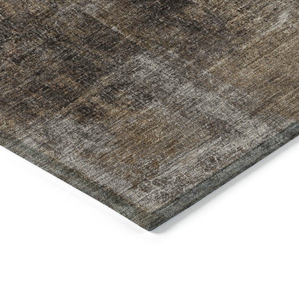 HomeRoots 5' Modern Abstract Brown and Ivory Washable Area Rug for Indoor and Outdoor Spaces, Easy Care 10' X 14' 627982