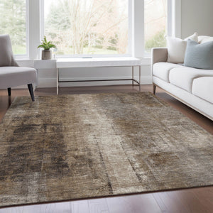 HomeRoots 5' Modern Abstract Brown and Ivory Washable Area Rug for Indoor and Outdoor Spaces, Easy Care 10' X 14' 627982