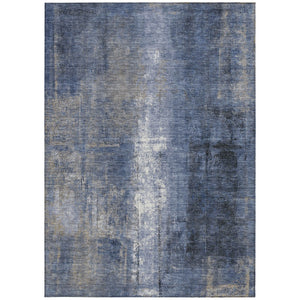 HomeRoots 5' Stylish Navy Blue and Ivory Abstract Area Rug for Indoor and Outdoor Versatile Living Spaces 8' X 10' 627992