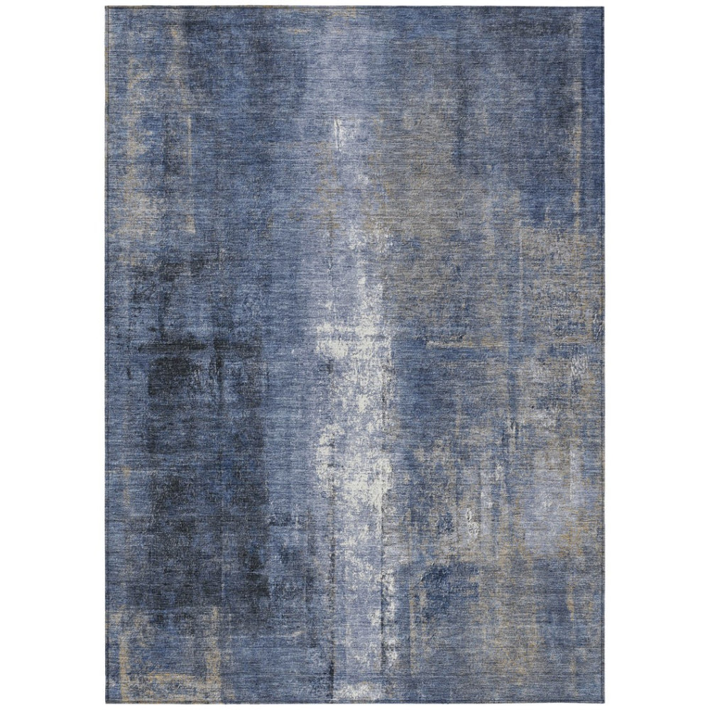 HomeRoots 5' Stylish Navy Blue and Ivory Abstract Area Rug for Indoor and Outdoor Versatile Living Spaces 9' X 12' 627993