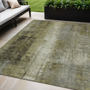 HomeRoots 5' Olive Green and Ivory Abstract Area Rug - Stylish, Durable, and Washable for Indoor or Outdoor Use 5' X 8' 627996