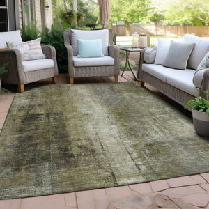 HomeRoots 5' Olive Green and Ivory Abstract Area Rug - Stylish, Durable, and Washable for Indoor or Outdoor Use 5' X 8' 627996