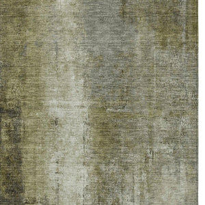 HomeRoots 5' Olive Green and Ivory Abstract Area Rug - Stylish, Durable, and Washable for Indoor or Outdoor Use 5' X 8' 627996