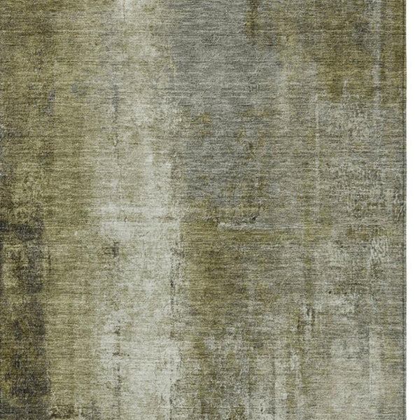 HomeRoots 5' Olive Green and Ivory Abstract Area Rug - Stylish, Durable, and Washable for Indoor or Outdoor Use 5' X 8' 627996