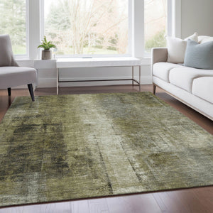HomeRoots 5' Olive Green and Ivory Abstract Area Rug - Stylish, Durable, and Washable for Indoor or Outdoor Use 5' X 8' 627996