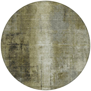 HomeRoots 5' Olive Green and Ivory Abstract Area Rug - Stylish, Durable, and Washable for Indoor or Outdoor Use 8' Round 627997