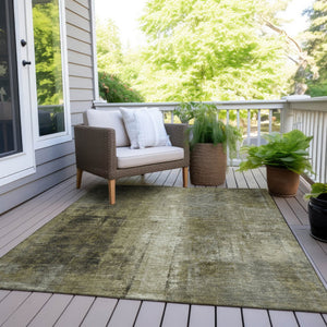 HomeRoots 5' Olive Green and Ivory Abstract Area Rug - Stylish, Durable, and Washable for Indoor or Outdoor Use 8' X 10' 627998