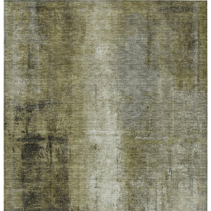 HomeRoots 5' Olive Green and Ivory Abstract Area Rug - Stylish, Durable, and Washable for Indoor or Outdoor Use 9' X 12' 627999