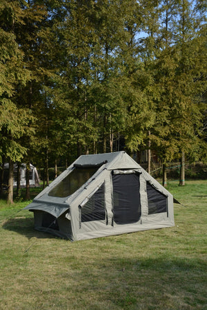 English Elm Inflatable Glamping Tent 4 Season Waterproof Air Beam Frame Shelter for 4 to 6 Persons Army Green W640P244860
