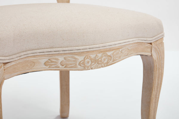 English Elm French Country Dining Chairs Set Of 2 - Stylish Upholstered Design, Fan-Back Comfort For Any Space W3426P324536