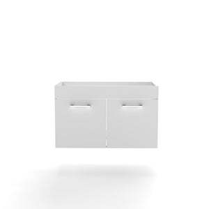 English Elm 32-inch Glossy White Wall Mounted Vanity Cabinet with Soft Close Double Door Storage W3151P353908
