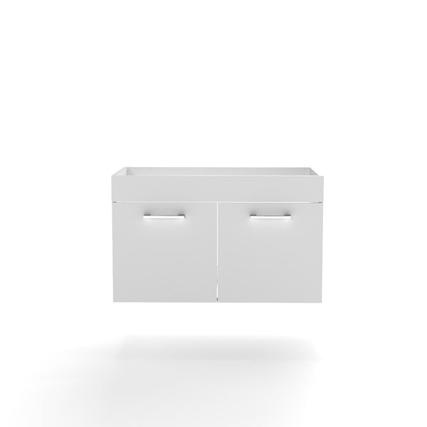 English Elm 32-inch Glossy White Wall Mounted Vanity Cabinet with Soft Close Double Door Storage W3151P353908
