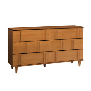 60" Modern Solid Wood Dresser BR60BRX6DCA-T Caramel BR60BRX6DCA-T Walker Edison