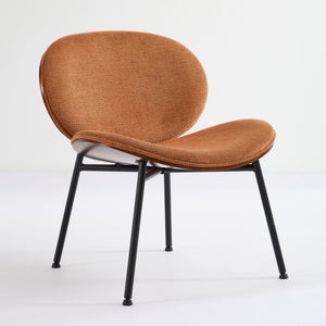 English Elm Mid-Century Shell Chair with Wood Grain Veneer, Curved Wide Seat, Metal-Wood Frame Holds 330+ lbs Orange W1143P214258