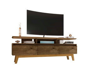 English Elm Yonkers 71" Rustic Brown Tv Stand - Modern Farmhouse Design With Open Shelving & Storage Solutions B365P398377-GIGA