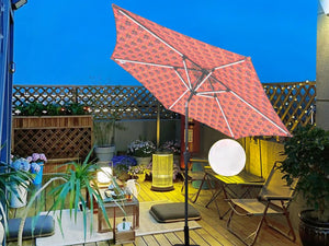 English Elm 9ft Solar Led Patio Umbrella with Tilt Crank and Upf 40 Polyester Canopy Outdoor W656P406903