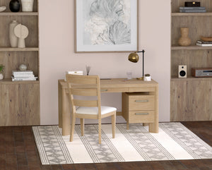 English Elm Wallace & Bay - Tan Contemporary Wood Desk in Light Brown Finish — 58" Wide Low-Maintenance Workstation for Home Office B361P384463