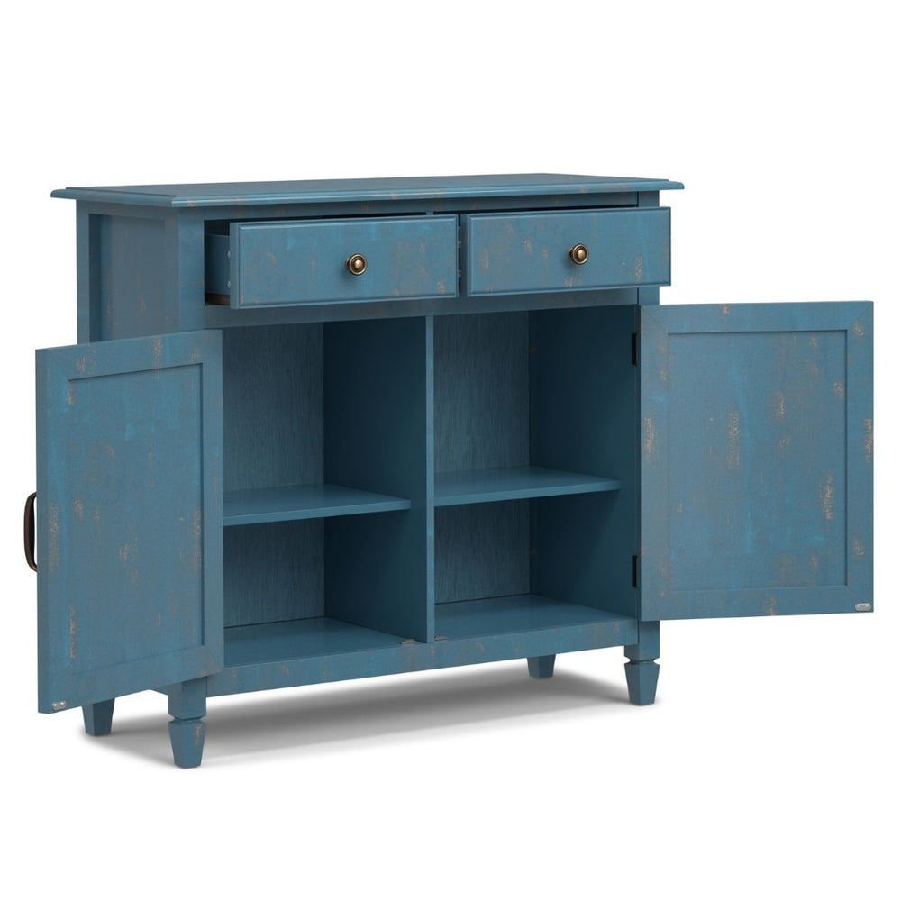 English Elm Connaught Coastal Cottage Pine Cabinet with Raised Panel Doors for Narrow Entryways B136P436038