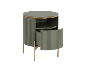 Sunpan PALOMA Sage Green Sculptural End Table with Gold Accents - Modern Elegance for Any Space 110397