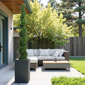 English Elm 6ft Spiral Faux Cedar Trees Two-tone Evergreen Outdoor Patio Entryway Set of 2 W2945P390478
