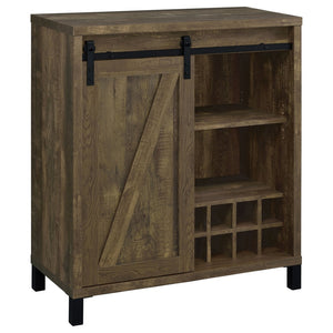 English Elm Arcata Farmhouse Bar Cabinet with Sliding Barn Door Wine Rack and Stemware Storage B062P440252